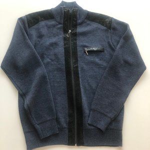LEONARDO GAVINO Full zipper blue sweater